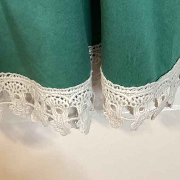 Alya Women's Green Sleeveless Dress With Cotton Lace Trim Midi Party Preppy - Picture 5 of 9